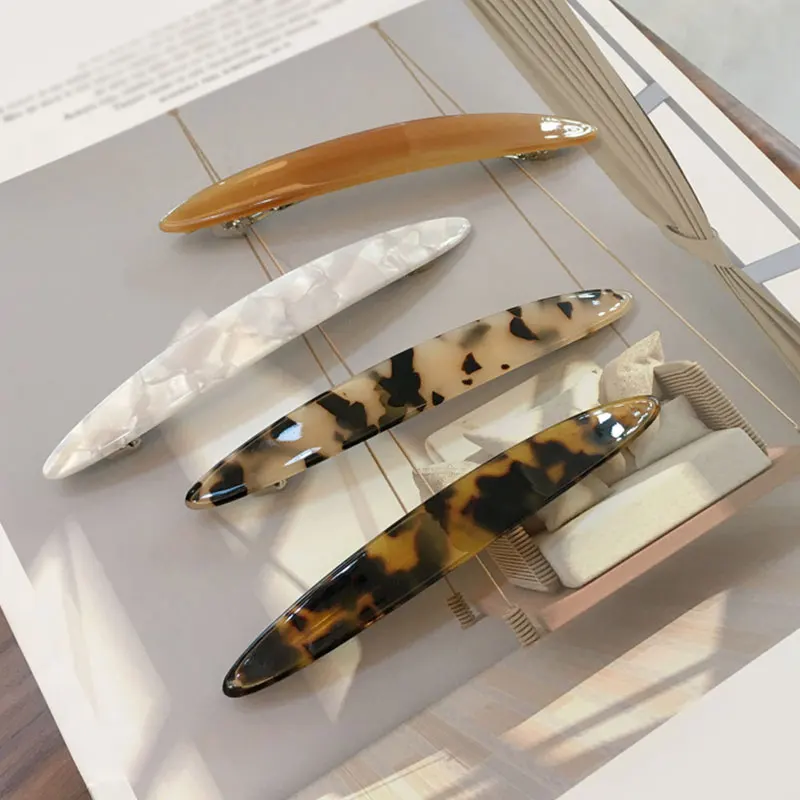 

2021 Tortoise Shell Acetic Acrylic Hair Clips Barrettes Solid Color Barrettes Elegant Hair Accessories Vintage Hair Holder