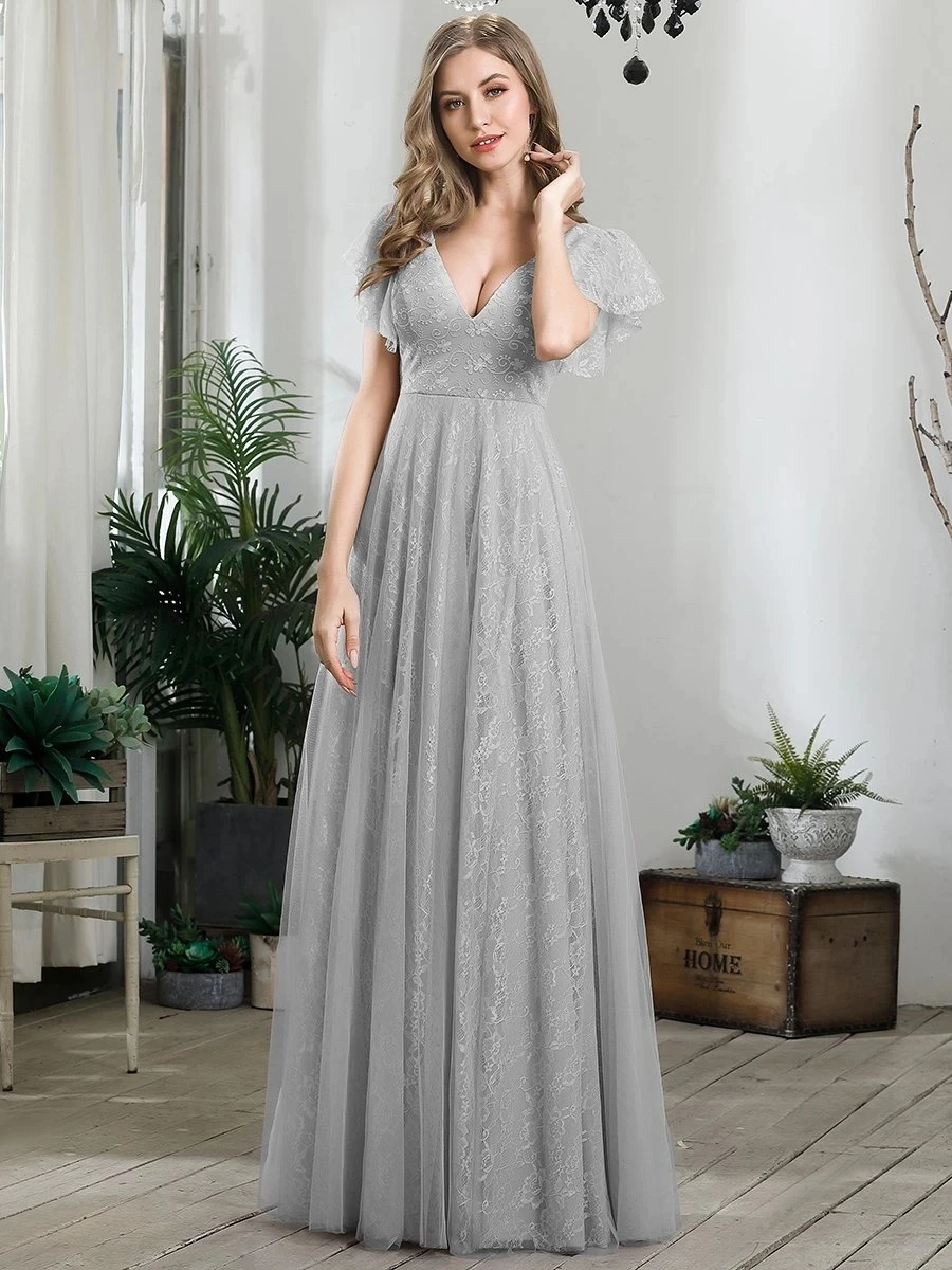 

Robe de soirée Luxury Women's A-Line Double V-Neck Embroidered Evening Dresses Cream Plus Size Vestido de noche A-LINE Gowns