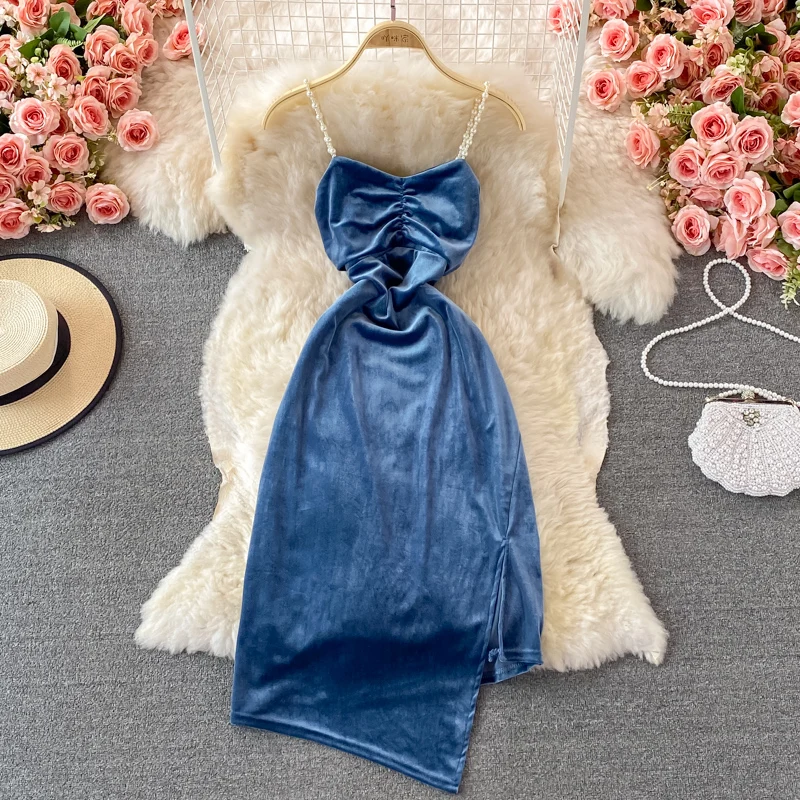 Осеннее праздвечерние чное красное платье элегантное Новое корейское