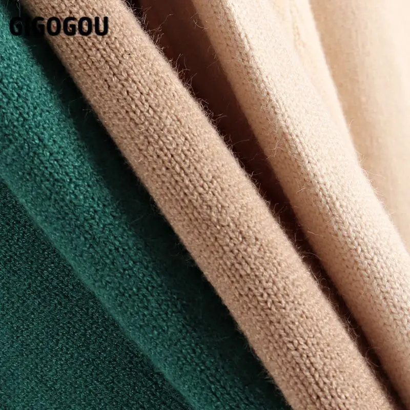 Женское длинное трикотажное прямое платье GIGOGOU плотное теплое кашемировое