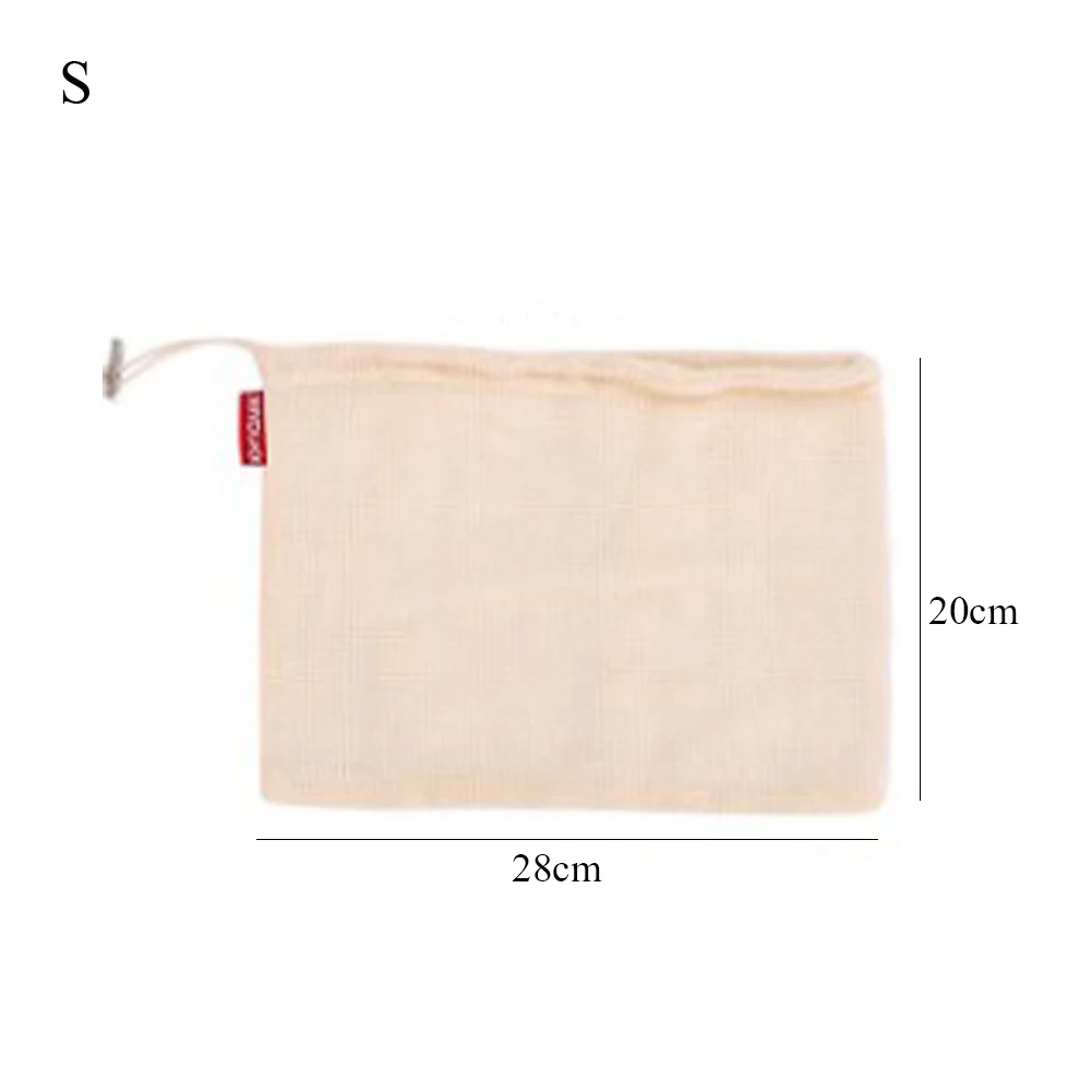 

Portable Reusable Grocery Bags Fruit Vegetable Bag Washable Cotton Mesh String Organic Organizer Handbag Net Tote Drawstring Bag