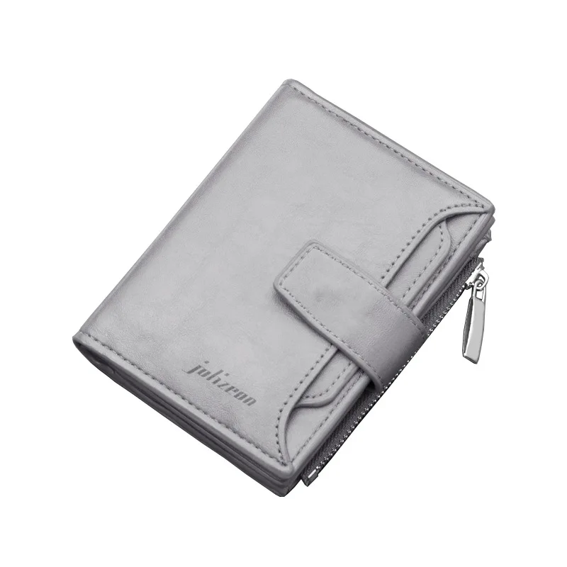 

Men Short Leather Wallet Vintage Driver License Solid Hasp Zipper Coin Photo Credit Card Holder Wallet Money Purse Dropshipping
