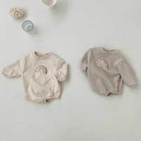 8916 fashion baby embroidery romper autumn new 2021 rainbow infant baby boy one piece clothes hot sale girls onesies outfits