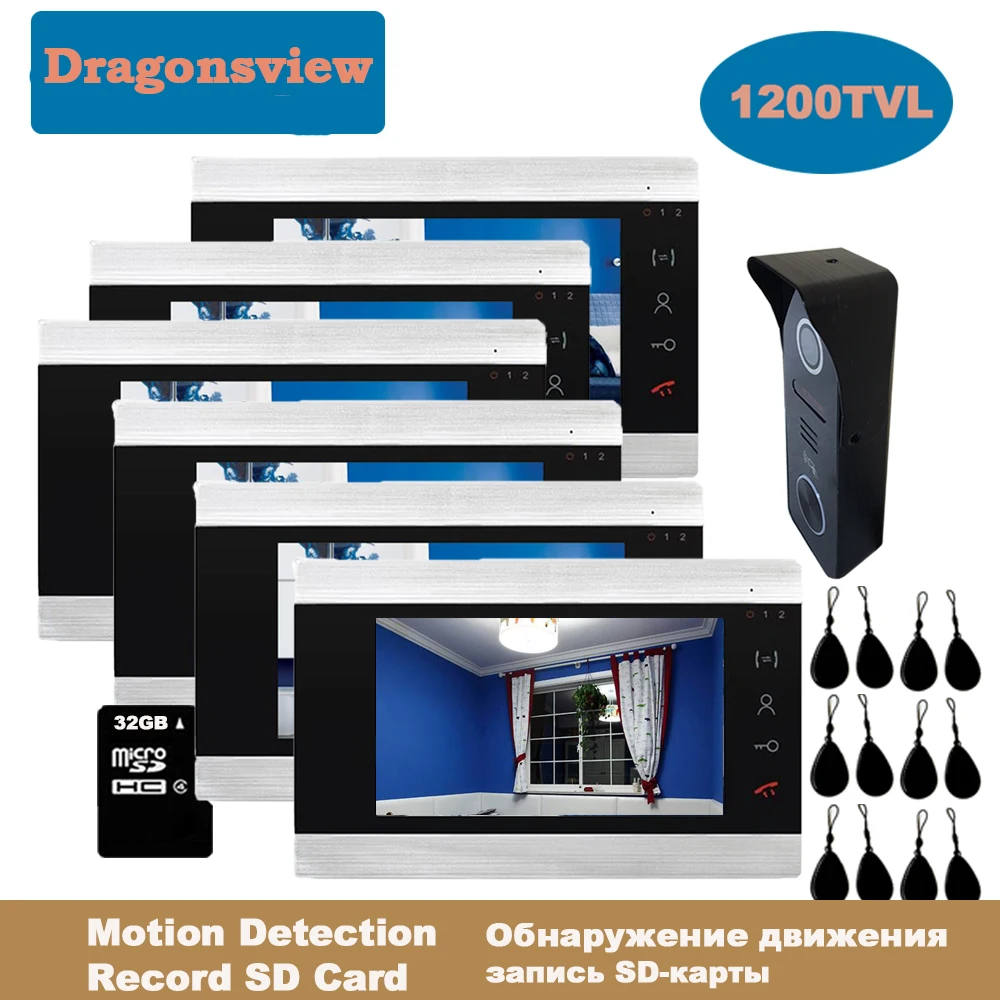 Dragonsview 7 дюймов RFID видео домофон Системы телефон двери дверной звонок с камерой