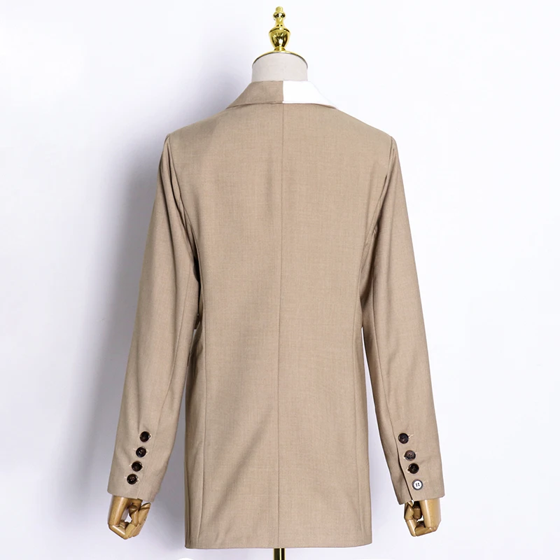 

VGH Hit Color Lace Up Bowknot Blazer For Women Notched Long Sleeve Patchwork Casual Blazers Female Fashion New Clothing 2020