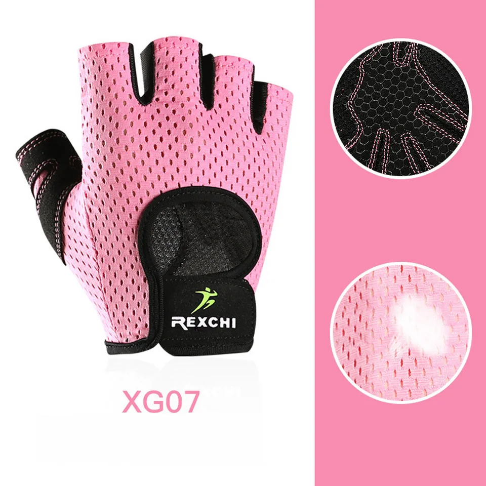 XG07 Pink Спортивная Тяжелая атлетика для занятий йогой для мужчин/wo мужские фитнес-перчатки бодибилдинг, тренировка, дышащие Нескользящие перчатки с половинным пальцем - Цвет: XG07 Pink