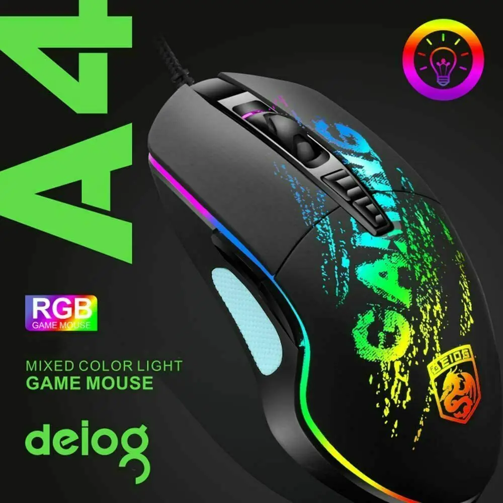 

USB Gaming Mouse RGB Backlit Wired Programmable 6400DPI for PC Laptop Xbox PS4