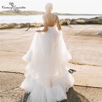 beach wedding dresses for women 2022 straps backless pleats a line boho bridal gowns bohemian bride dress vestido de noiva