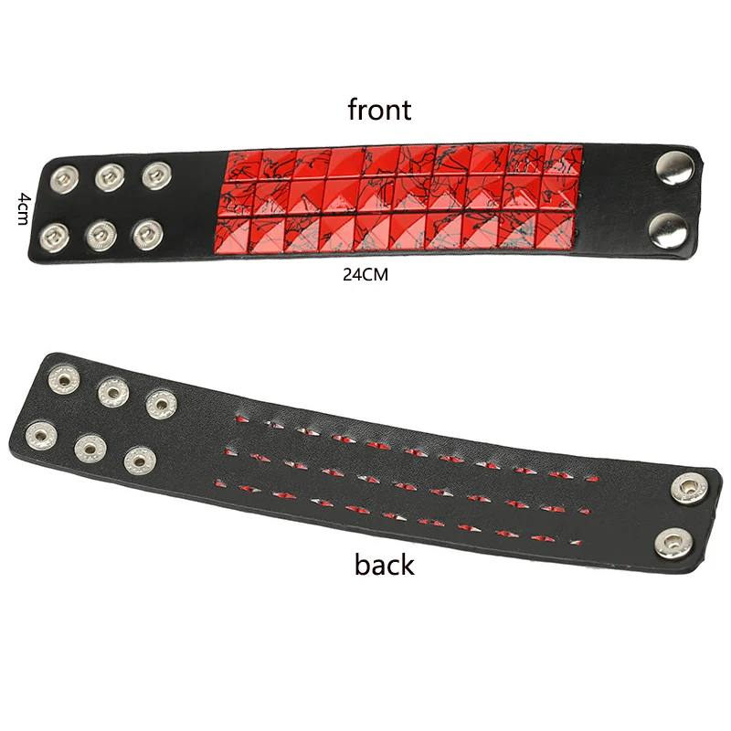 

Fashion 9 Color Double Belt Leather Wrist Friendship Big Wide Bracelet For Male Female Buckle Vintage Punk Jewelry