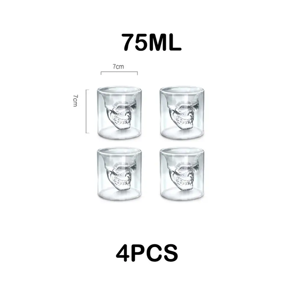 4PCS-75ml Креативная голова призрака 3D термостойкая анти-обжигающая двойная стеклянная чашка для Хэллоуина, вечерние, Клубные, рождественские, питьевая утварь - Цвет: 4PCS-75ml