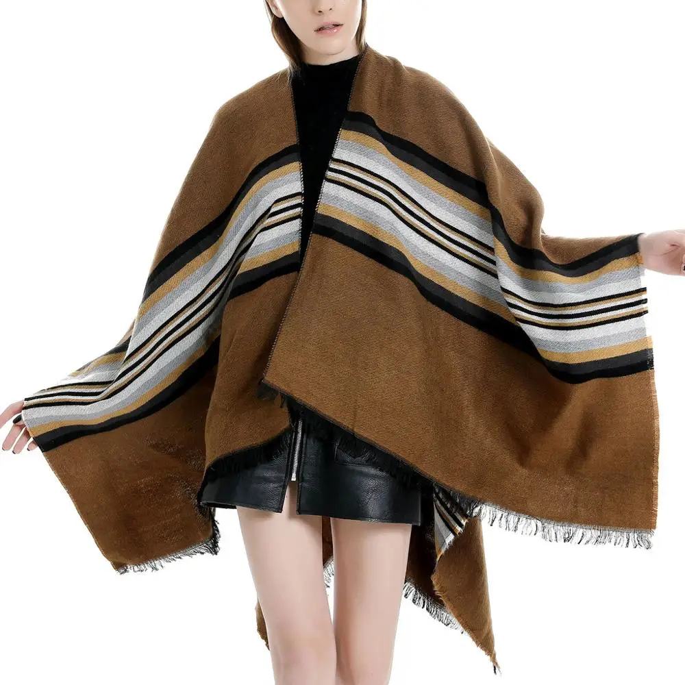 Зимняя накидка для женщин мягкий кашемировый кардиган с принтом шаль пальто