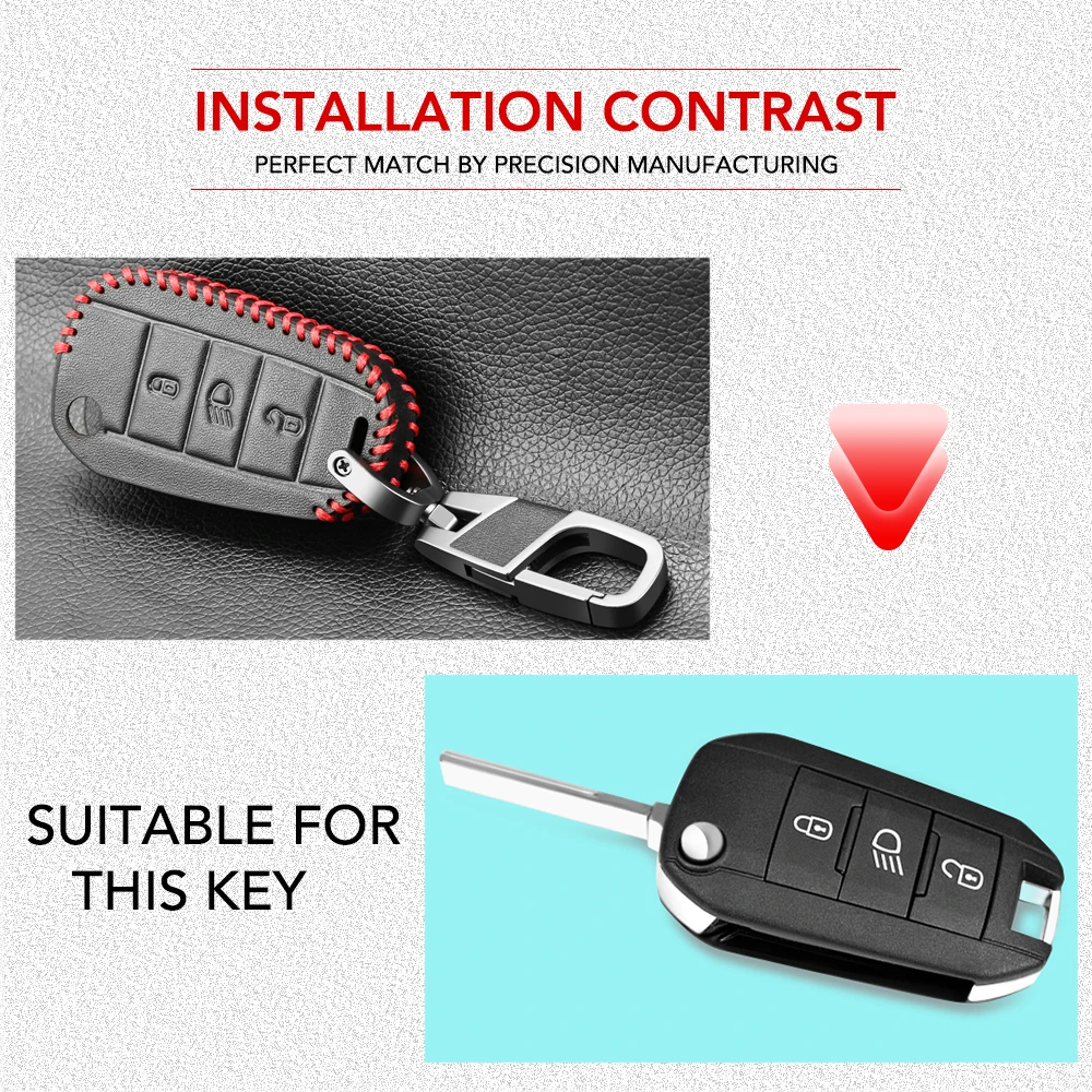 Кожаный чехол для автомобильного ключа Citroen C4L CACTUS C5 C3 C6 C8 Picasso Xsara Peugeot 3008 308 RCZ 508 408