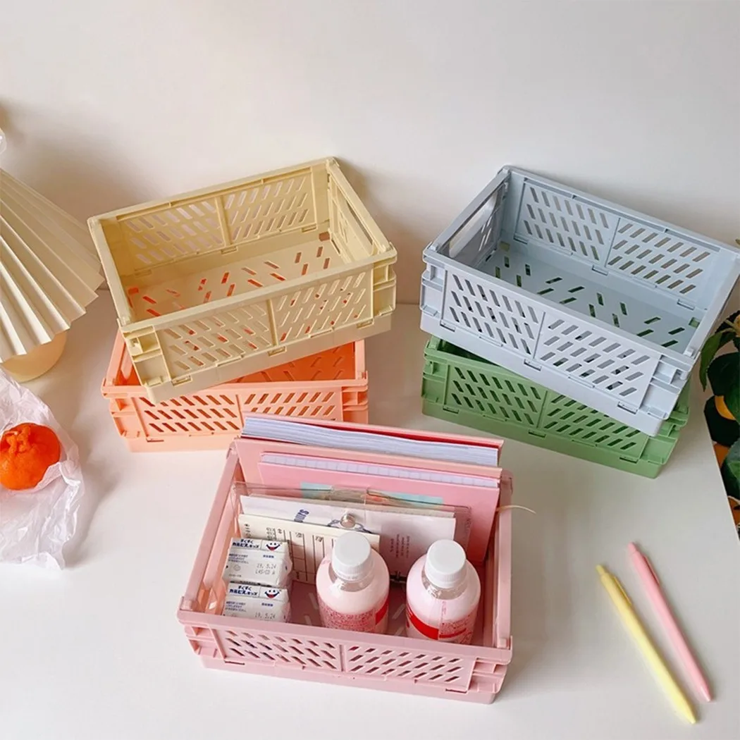 

4Colors Desktop Foldable Plastic Storage Basket Toy Cosmetics Lipstick Jewelry Universal Box Storage Basket Organizer