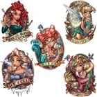 Разные наклейки в полоску с изображением русалки и принцессы, термонаклейки для одежды, нашивки A-уровня для платья, шляпы, сумки, аксессуаров для рукоделия