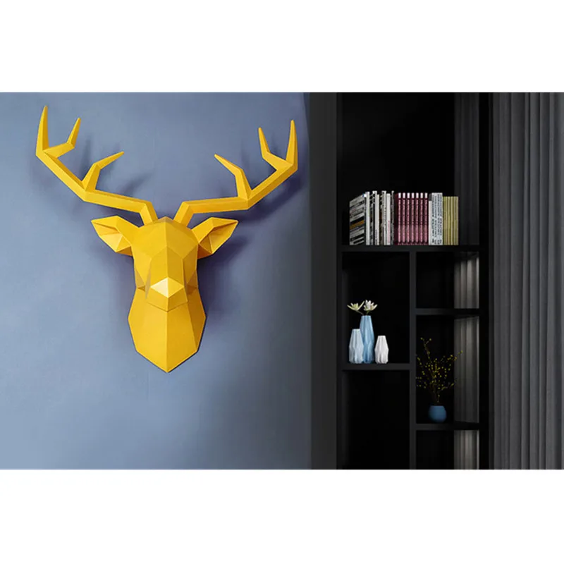 

Nordic Home Decoration Accessories 68X70cm Vintage Antelope Head Abstract Sculpture Room Wall Decor Resin Deer Head Statues