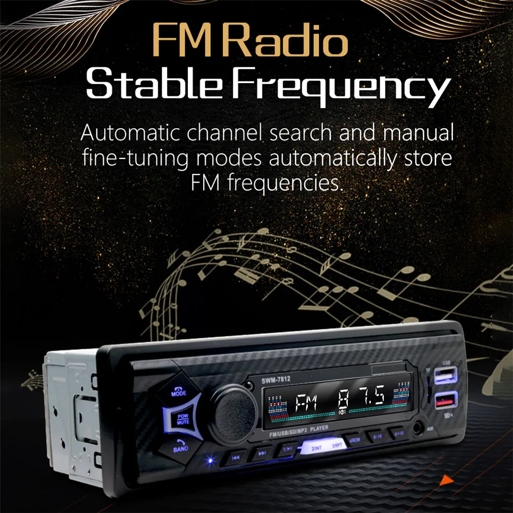 SWM-7812 Автомобильный MP3-плеер автомобильный радиоприемник стерео плеер BT5.0 60 Вт