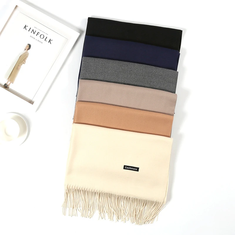 

Girita Luxury Brand Scarf Women Men Winter Cashmere Ladies Warm Soft Shawls Pashmina Solid Tassel Long Scarves and Wrap Bufanda