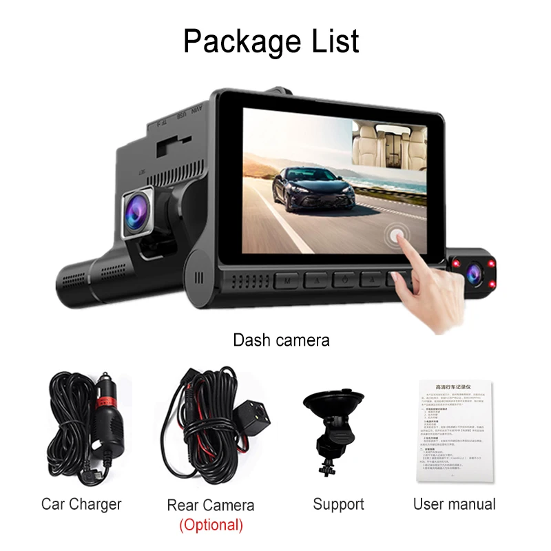 

Vikewe Car DVR 3 Cameras Lens 4.0 Inch Dash Camera Dual Lens With Rearview Camera Video Recorder Auto Registrator Dvrs Dash Cam