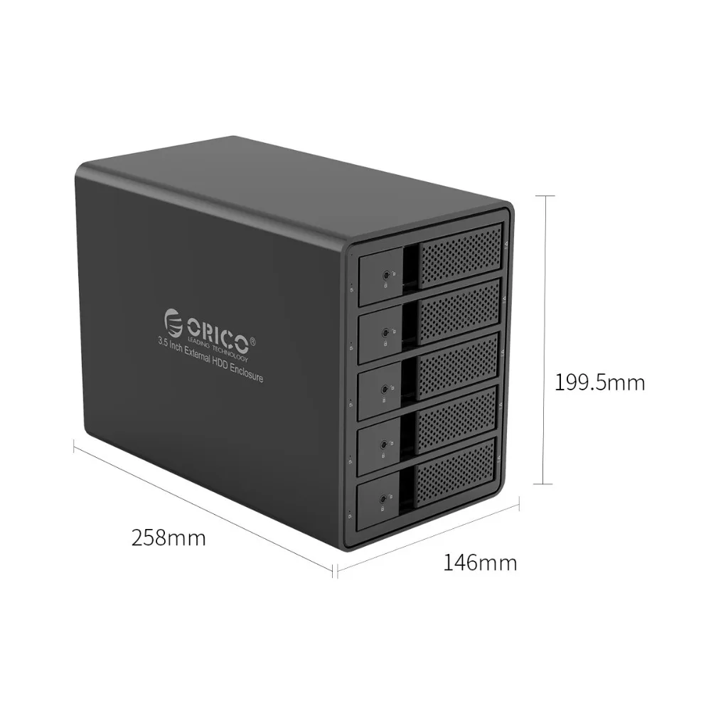 ORICO 3,5 дюймов 5 отсек док-станция для жесткого диска USB3.0 to SATA с RAID алюминиевый корпус для жесткого диска внутренний адаптер питания чехол для жесткого диска
