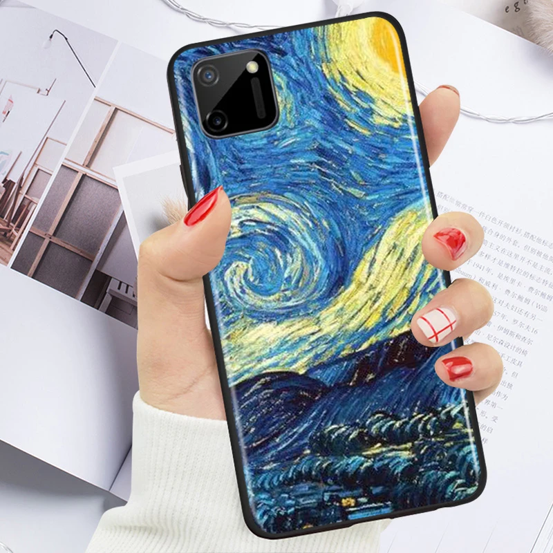 

Van Gogh Star flower for Realme Narzo 20 10 7 6 6i 6S 5 5i 5S 3 3i 2 Pro Black TPU Soft Phone Case