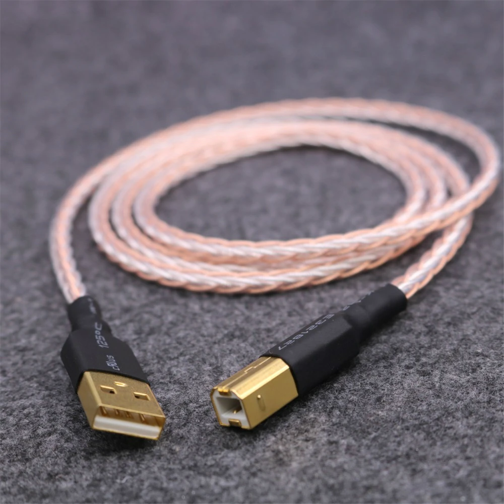 USB-кабели HIFI OCC 7n медный серебристый OFC проводник DAC к USB аудио цифровой кабель |