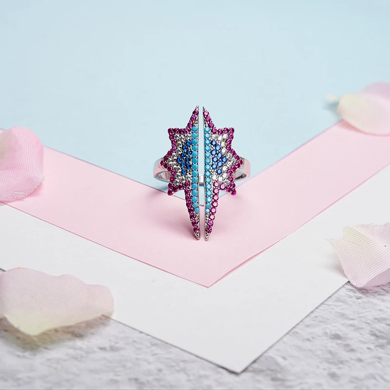 

Кольцо женское из серебра 925 пробы, с пятиугольником