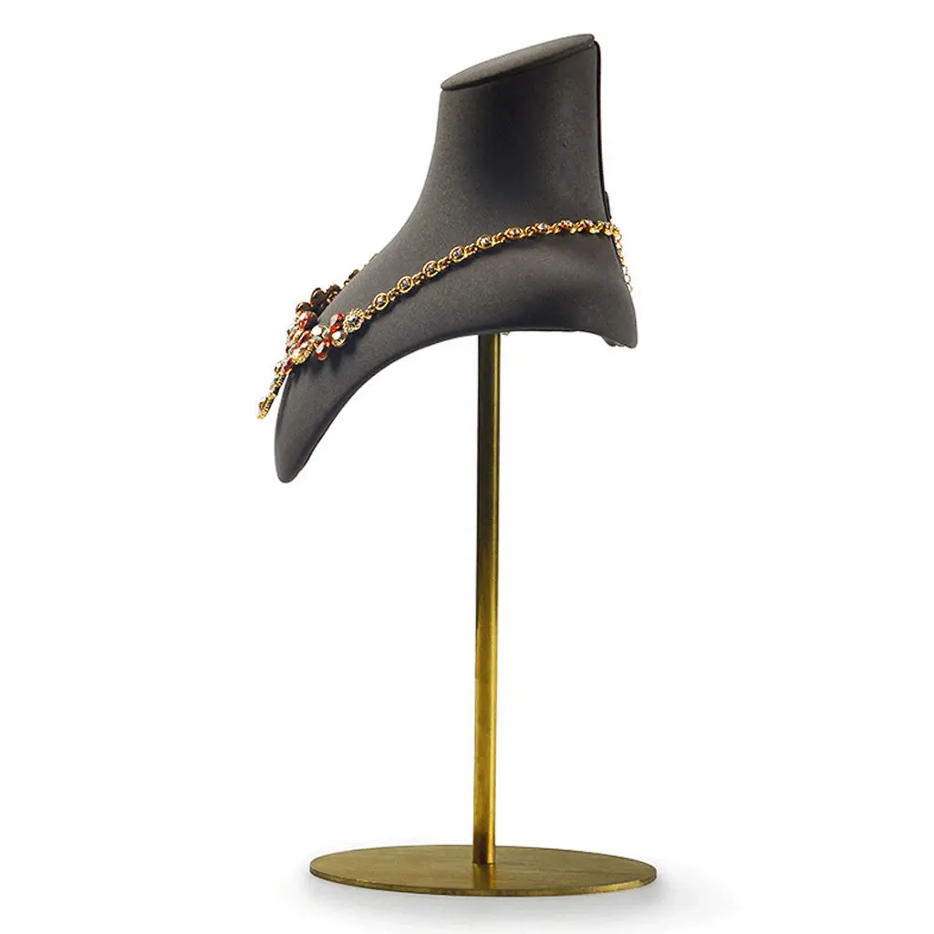 

Elegant Necklaces Headless Bust Showcase, Leather Exquisite 3D Jewelry Half Body Bust Display Stand Set Gray