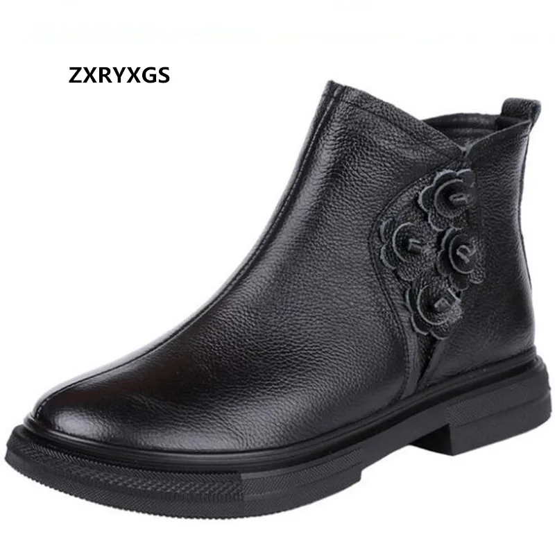 Рекламная акция! Новые зимние сапоги из натуральной кожи с цветочным принтом