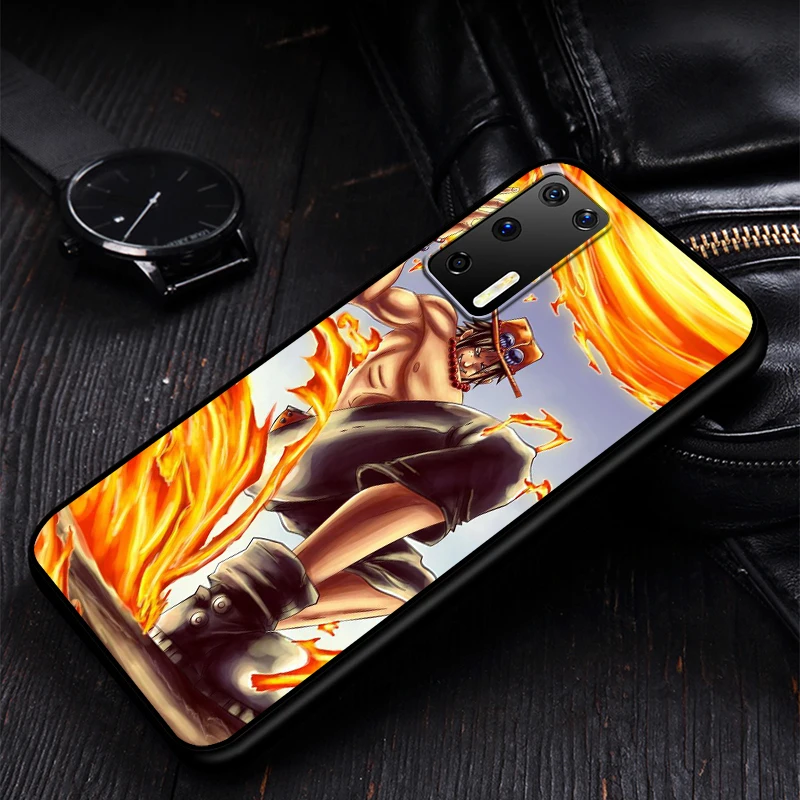 

One Piece Ace Silicone Phone Case for Huawei P30 P20 P40 Lite E Pro P Smart Z Plus 2019 P10 P9 Lite Black Cover