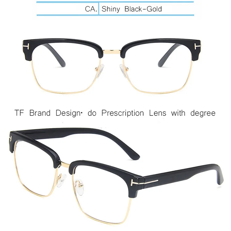 Shiny Black-Gold IVSTA TF211 квадратные мужские очки с оптической оправой, близорукость, рецепт, фирменный дизайн, Ретро стиль, для чтения, корейский большой задрот, негабаритный компьютер - Цвет оправы: Shiny Black-Gold