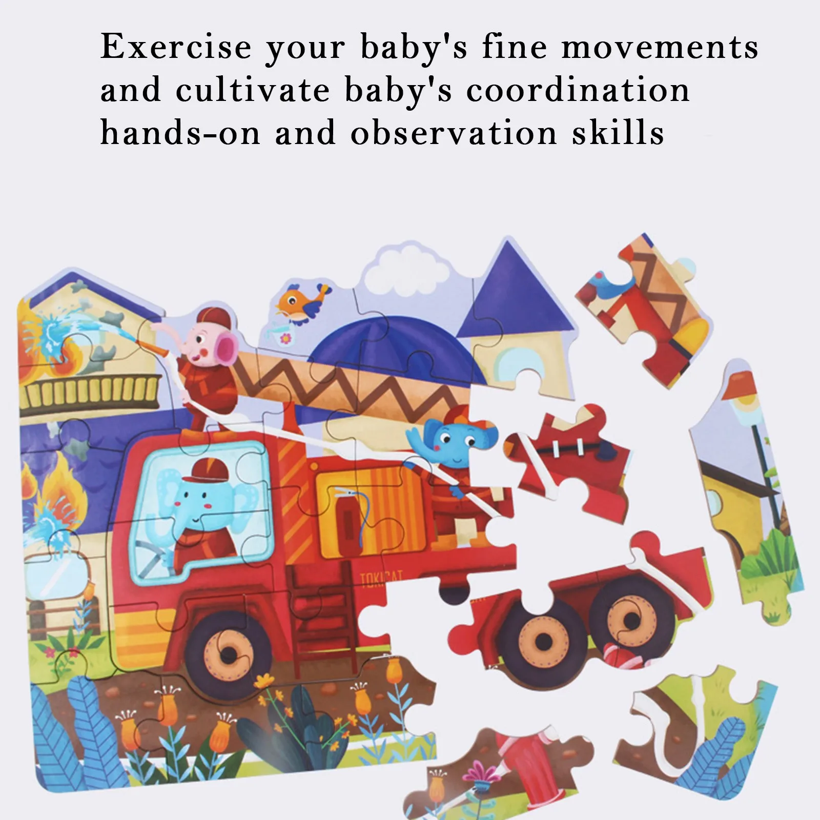 

HIINST 94pcs Cartoon Colorful Animals Wooden Jigsaw puzzles intelligence development early education advanced puzzles Game 2021