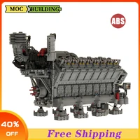high tech classic creative diesel engine moc building block childrens educational toy gift v16 diesel engine
