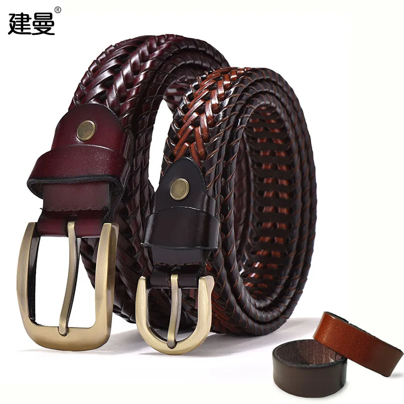 

Hand woven leather belt leather leather men's Retro leisure needle buckle hollow out women's belt designer belt belt for men