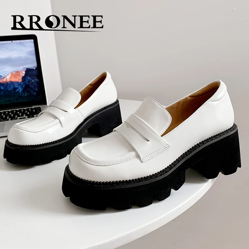 

Модные кожаные лоферы, красивая обувь на платформе