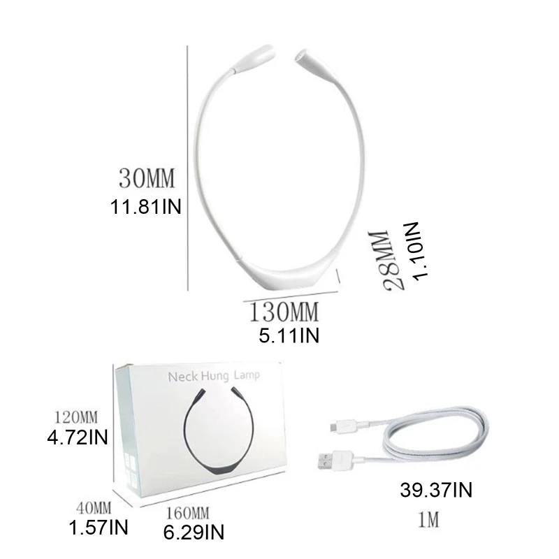 

Mik 4 LED Hanging Neck Book Light Bendable USB Rechargeable Eye Protection Reading Light Outdoor Night Running Camping Neck Lamp