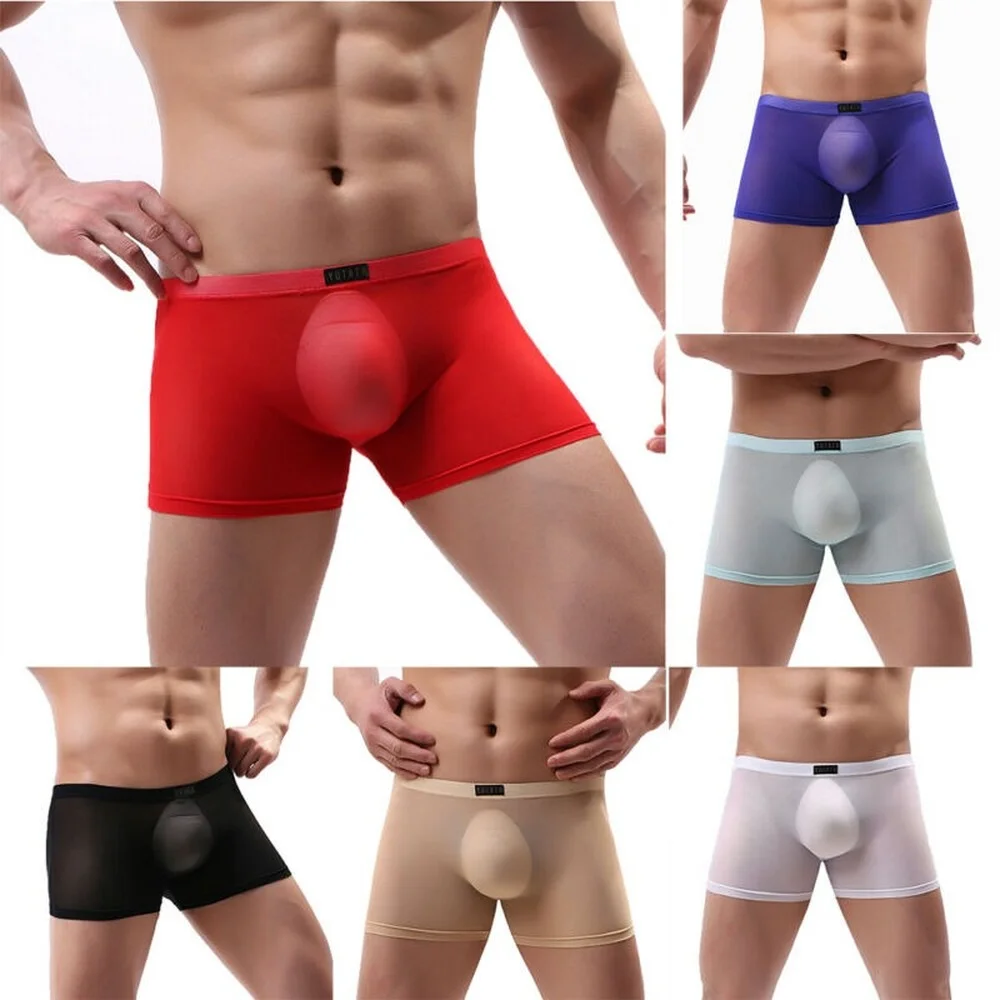 

Men Solid Briefs Erotic Glamour Casual Underwear Soft Underpants Panty Size S-XL