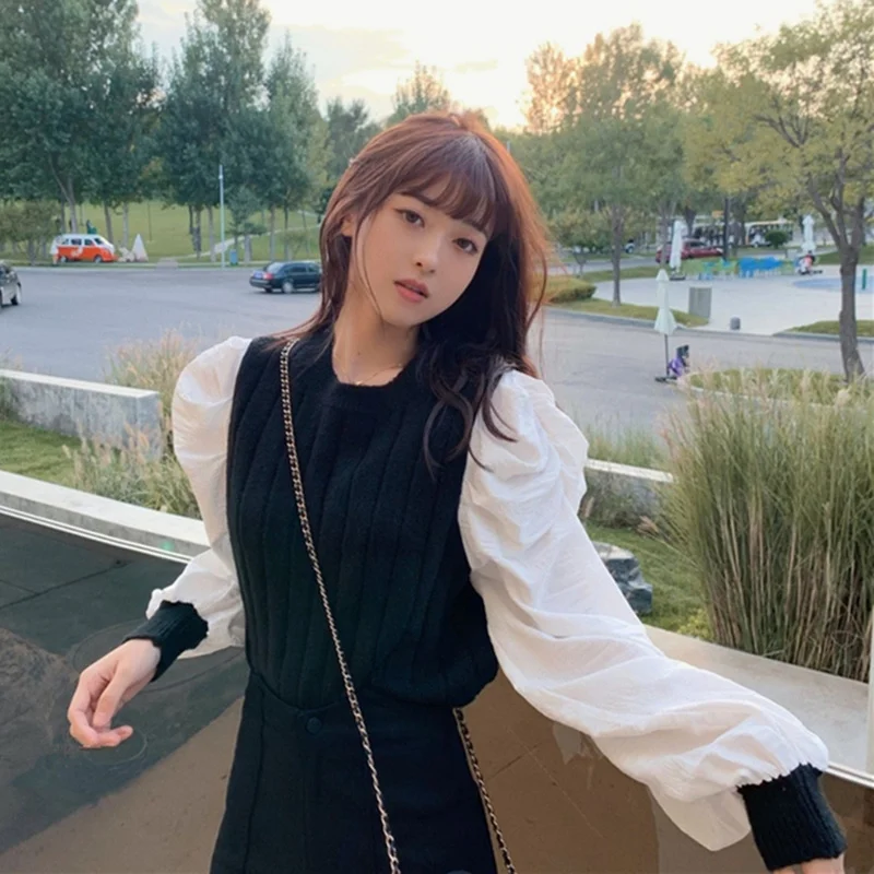 Платье-рубашка с рукавами-пузырьками Sandy Lamb в стиле пэчворк для девочек во