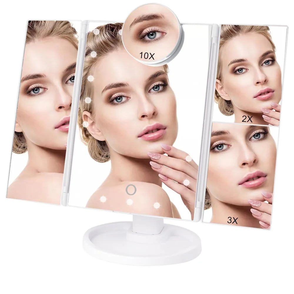 Сенсорный экран 22 светодиодный светильник зеркало для макияжа с Vanity Magnifying1X/2X/3X/10X
