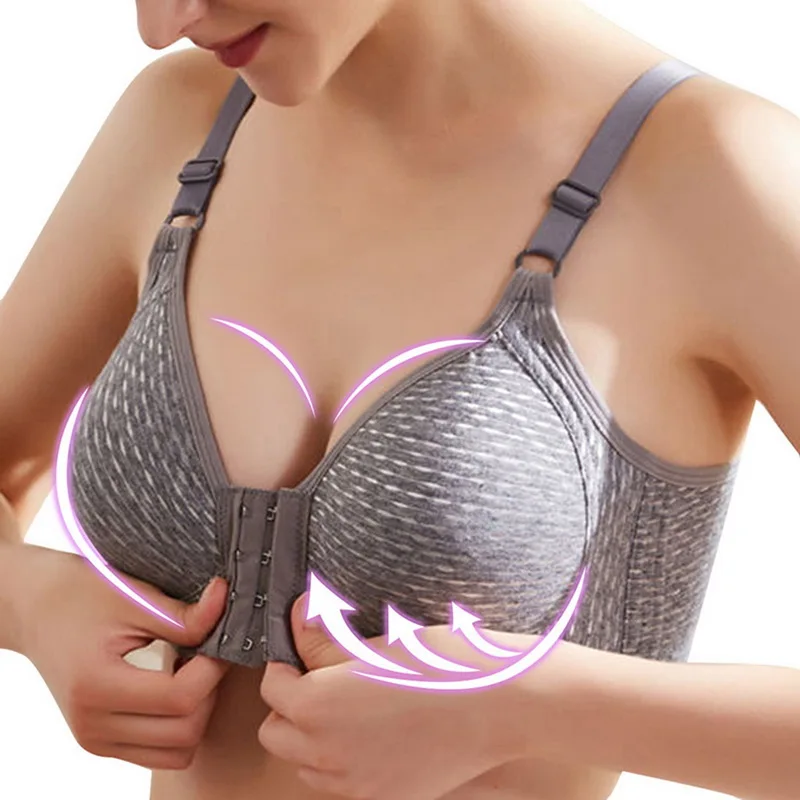 

Hot sale Women Front Closure Non-Wired Push Up Bra Sexy Tube Buckle Adjustment Underwear Breathable Bralette 2021