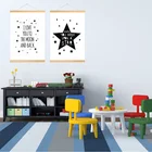 Скандинавские буквы, звезды, подвесной постер с деревянной рамкой, мотивация, цитаты, настенная живопись, холст, прокрутка, декор для детской комнаты