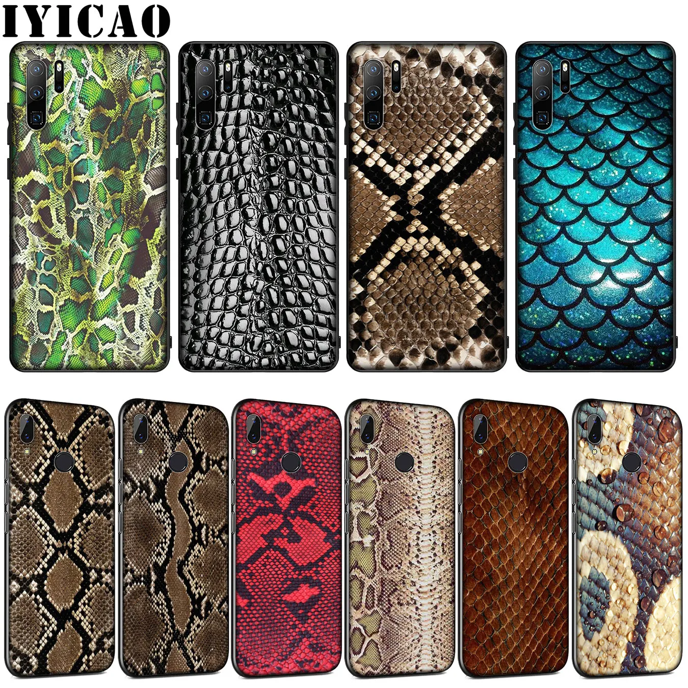 Мягкий силиконовый чехол IYICAO из змеиной кожи для Huawei P30 P20 Pro P10 P9 Lite Mini 2017 2016 P Smart Z