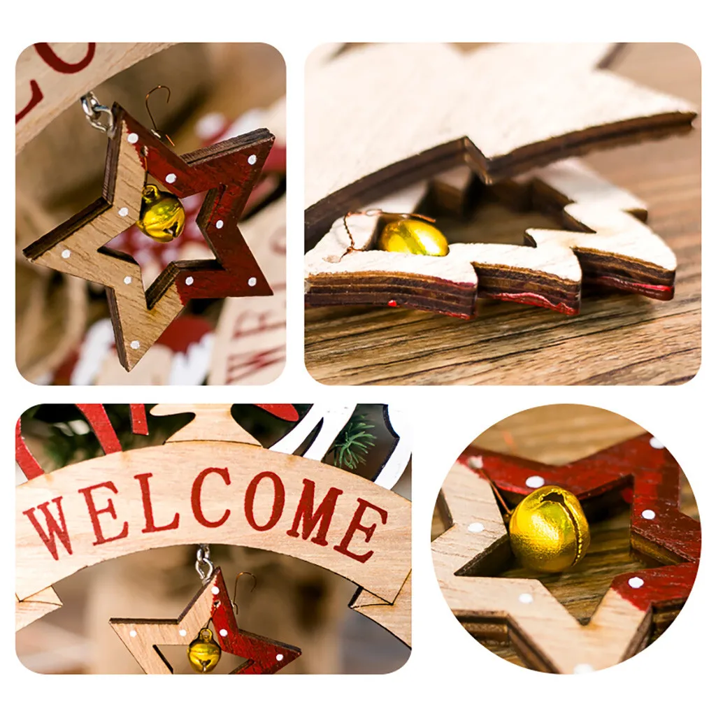 Деревянная Рождественская елка с буквенным принтом подвеска бубенчиками