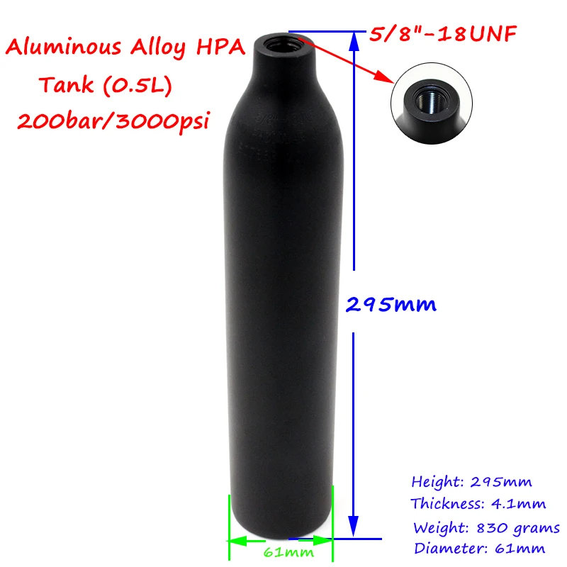 0.5L 31CI PCP Пейнтбол танки высокого Давление 3000psi 200bar цилиндры черный 5/8 18UNF нить|pcp