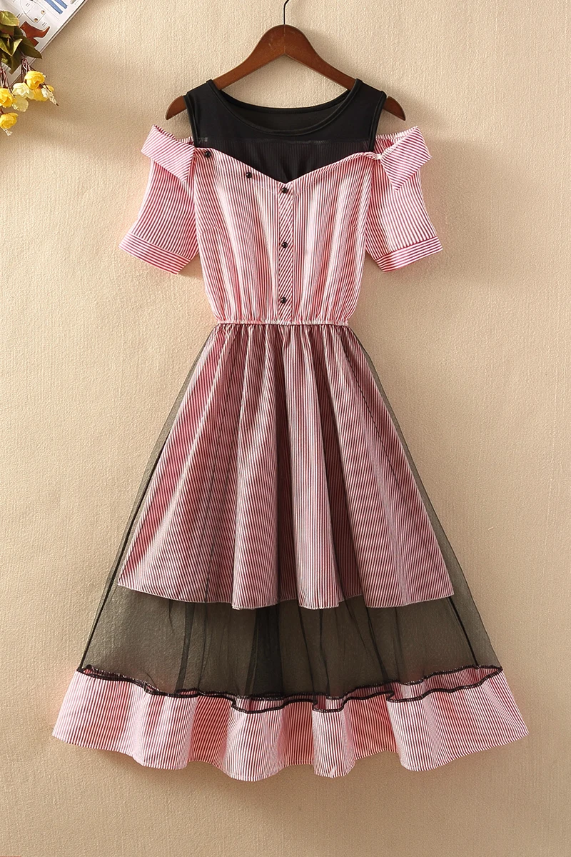 

New Korean slim striped dress in 2021 summer