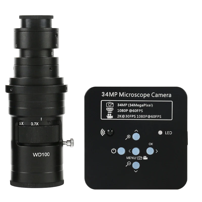 

34MP 2K 1080P 3400W HDMI USB Industrial Video Microscope Camera 200X 500X FHD C Mount Zoom Lens For Phone CPU PCB Repair
