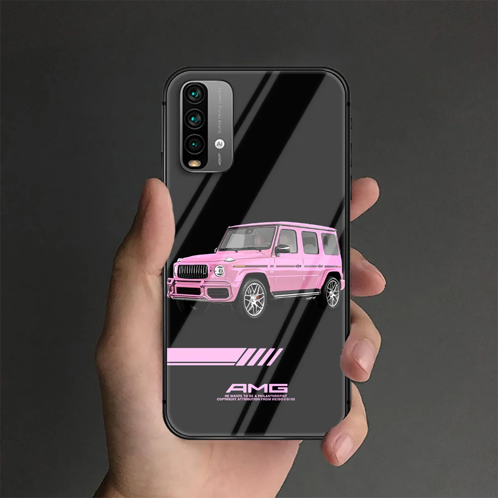 

Mercedes Luxury Car AMG Phone Tempered Glass Case Cover For Xiaomi Redmi Note 7 8 9 A S T K30 Pro Ultra Phone case Painting