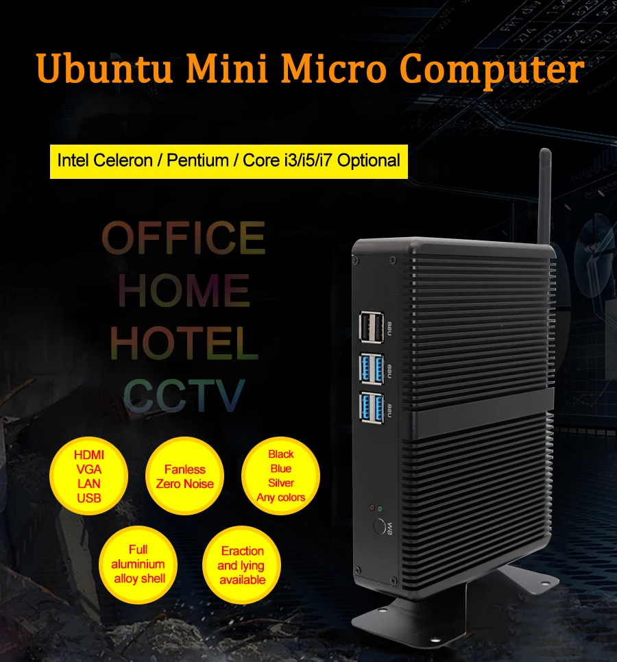 Cheap Fanless Mini PC Core I3 4010Y/6157U I5 5287U/7267U Windows 10 Pro  Portable Mini Computer 450M WIFI HDMI VGA RTC For 24/7