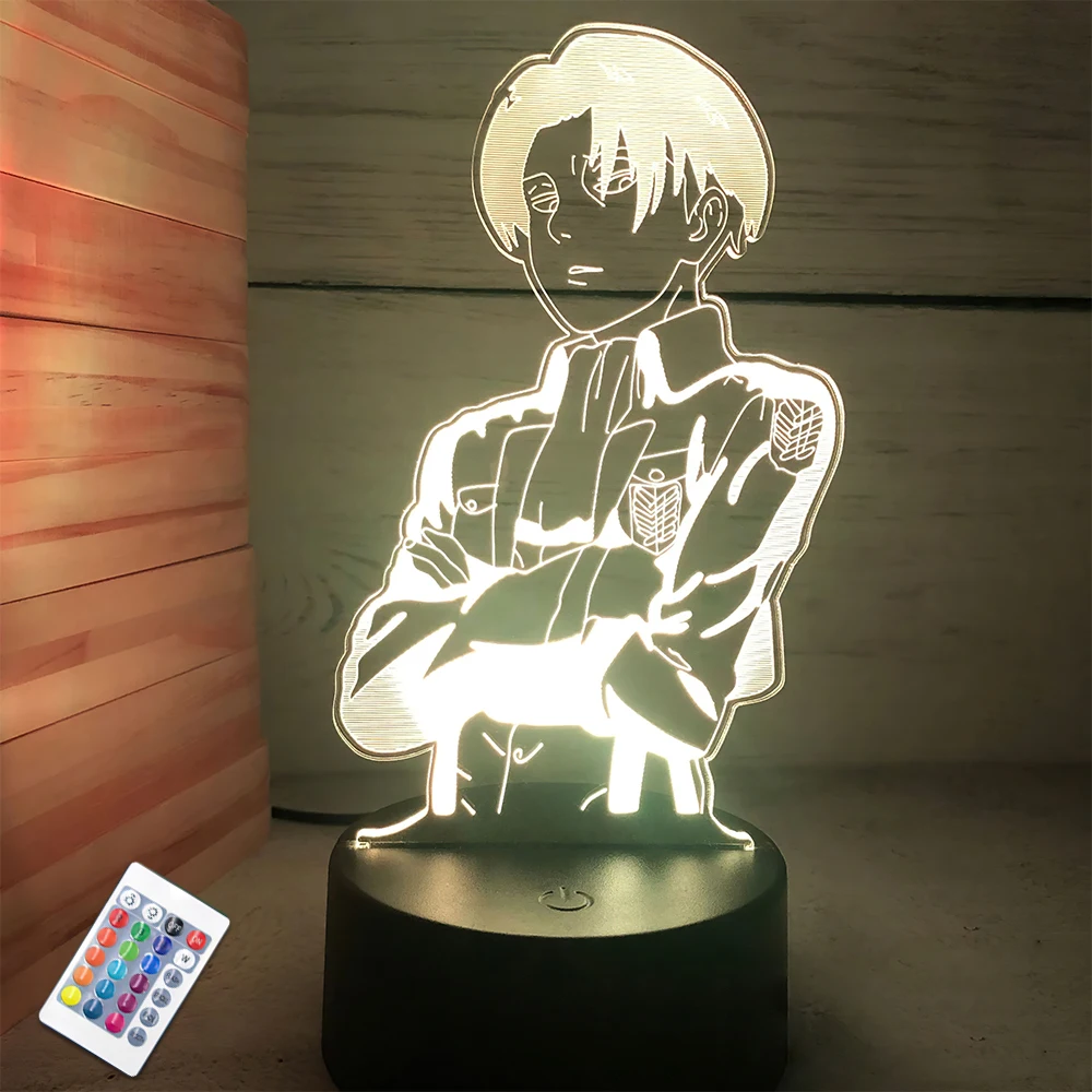 

7 Colors Acrylic Table Lamp Anime Attack on Titan for Home Room Decor Light Kid Gift Captain Levi Ackerman Figure Night Light