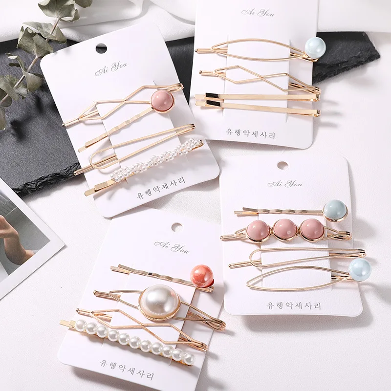4 шт. корейские модные женские металлические заколки для волос имитация жемчуга