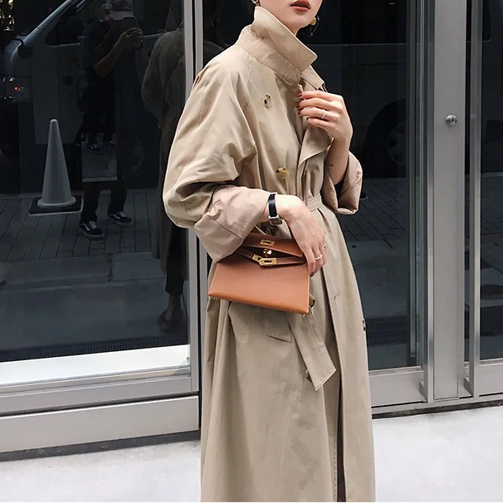 Простой Длинный тренч для женщин 2020 корейский весенне-осенний офисный женский